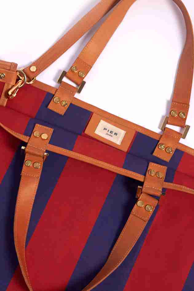 Salina Tote Canvas Stripes Red Blue - Image 6
