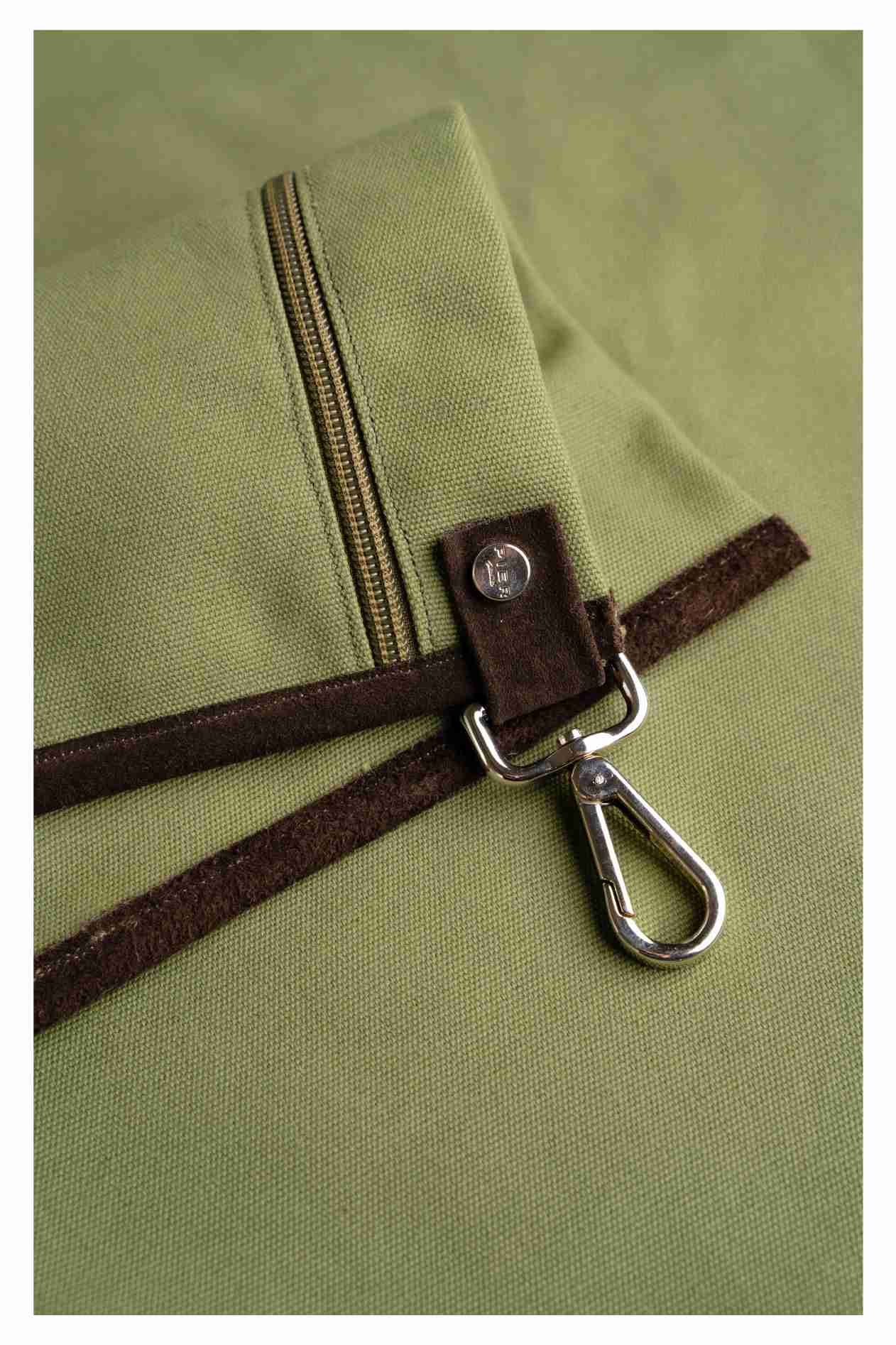 Salina Tote Canvas Military with Seersucker Blue Lining - Reversibile - immagine 5